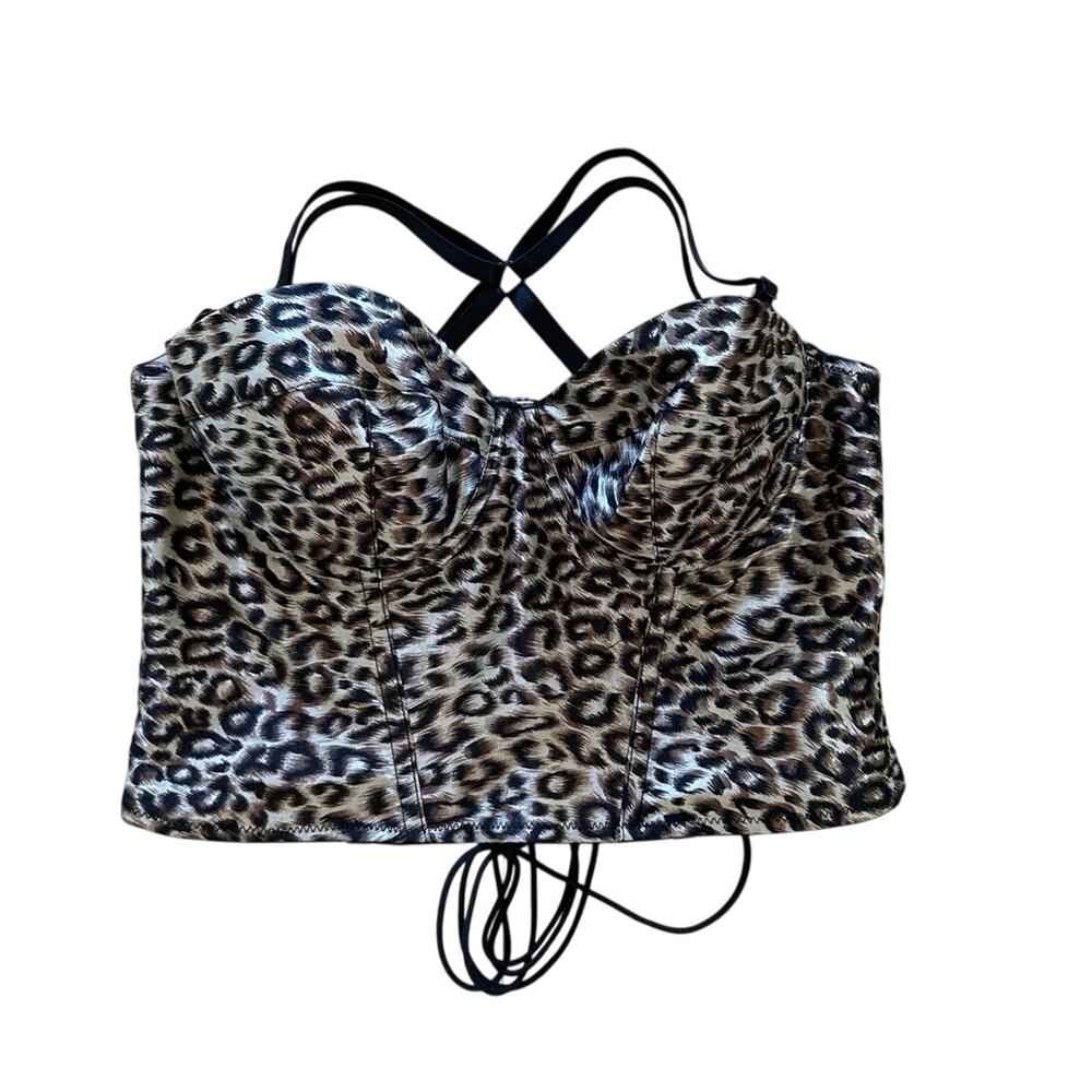 *VTG Fredericks Of Hollywood Bustier Corset Size M 90s Leopard Print Sexy